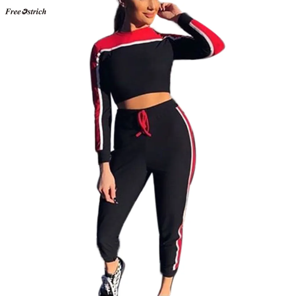Бесплатная Страусиная Одежда 2 шт женский спортивный костюм Толстовка Брюки
