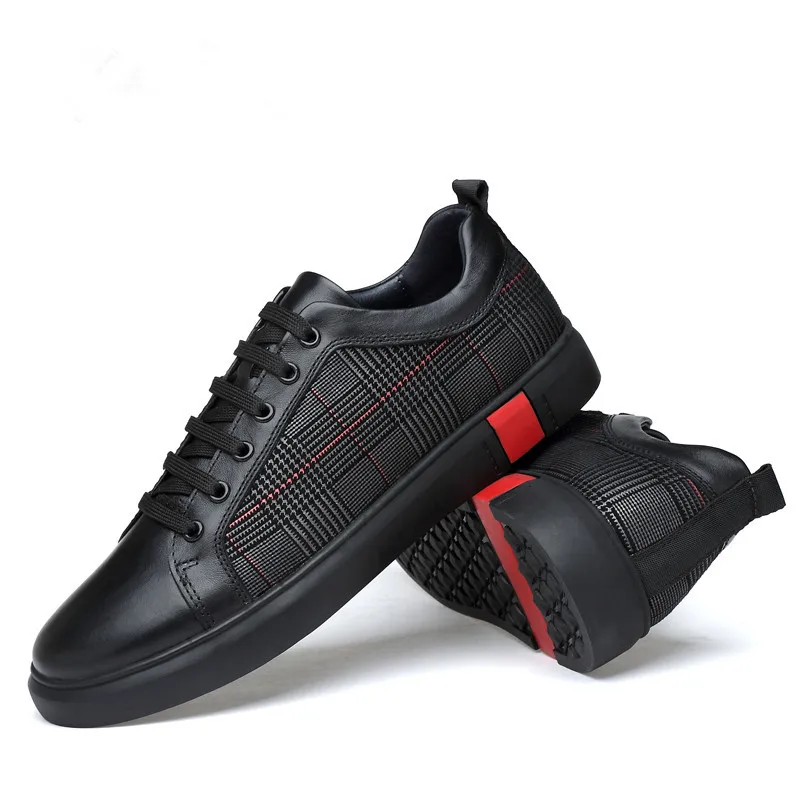 Men Genuine Leather Casual Shoes Lace Up New Fashion Sneakers Rubber Sole Non-slip Flats Size 36-46 | Обувь