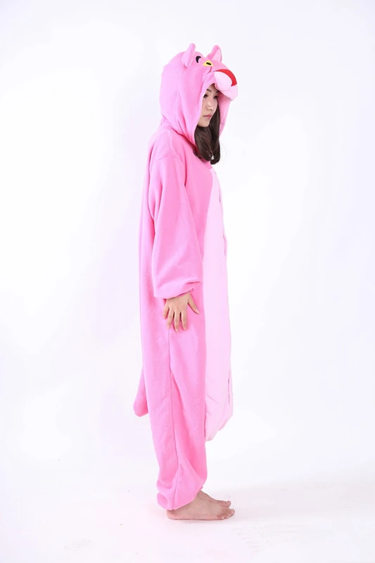 Флисовый милый розовый Леопардовый женский мужской унисекс комбинезон для