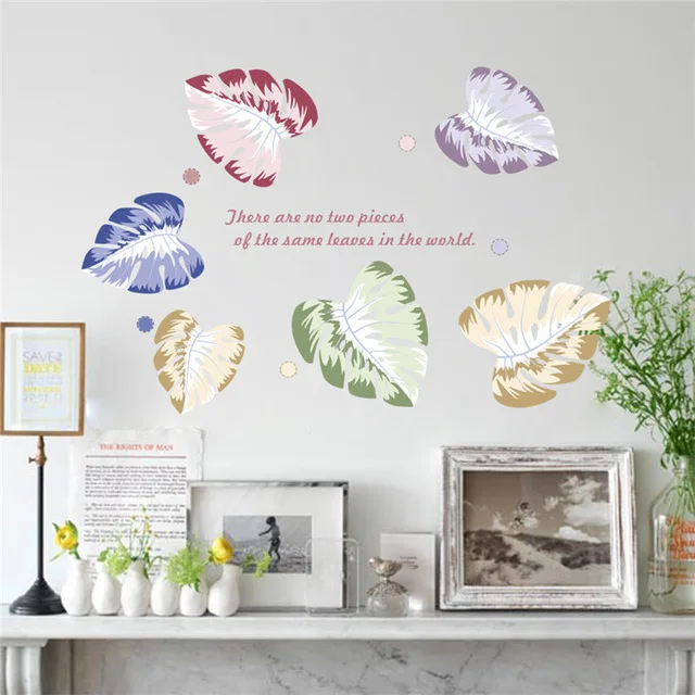 % Красочные настенные наклейки сделай сам листья дерева растения цветы настенное