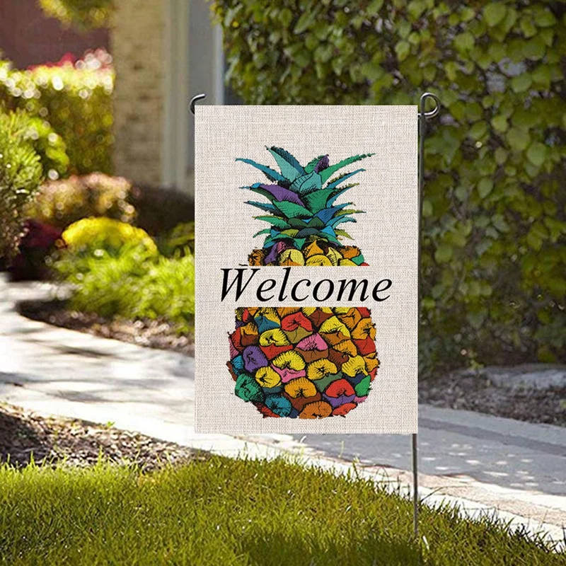 2 шт Мешковина для сада Флаг Лето Добро пожаловать двухсторонние Дворовые флаги