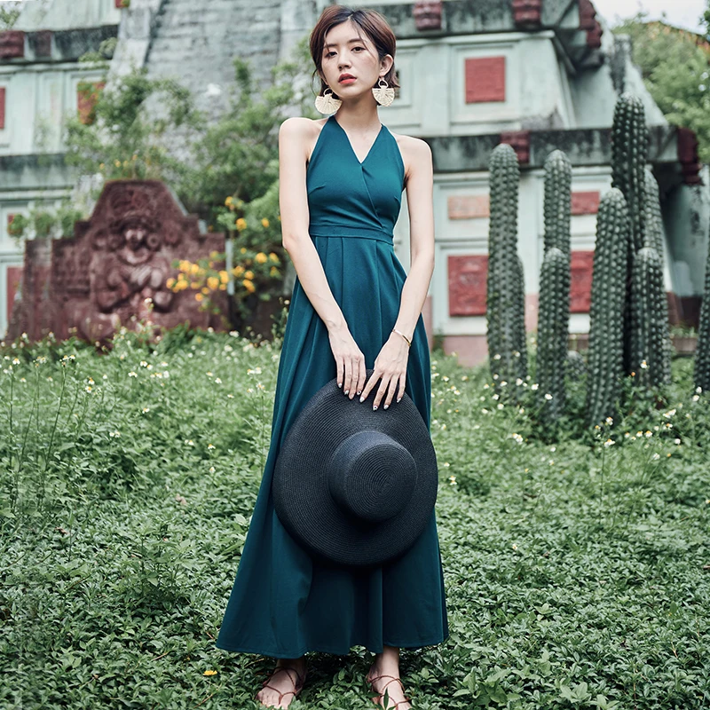 Женское элегантное платье с v образным вырезом и открытой спиной хлопковое