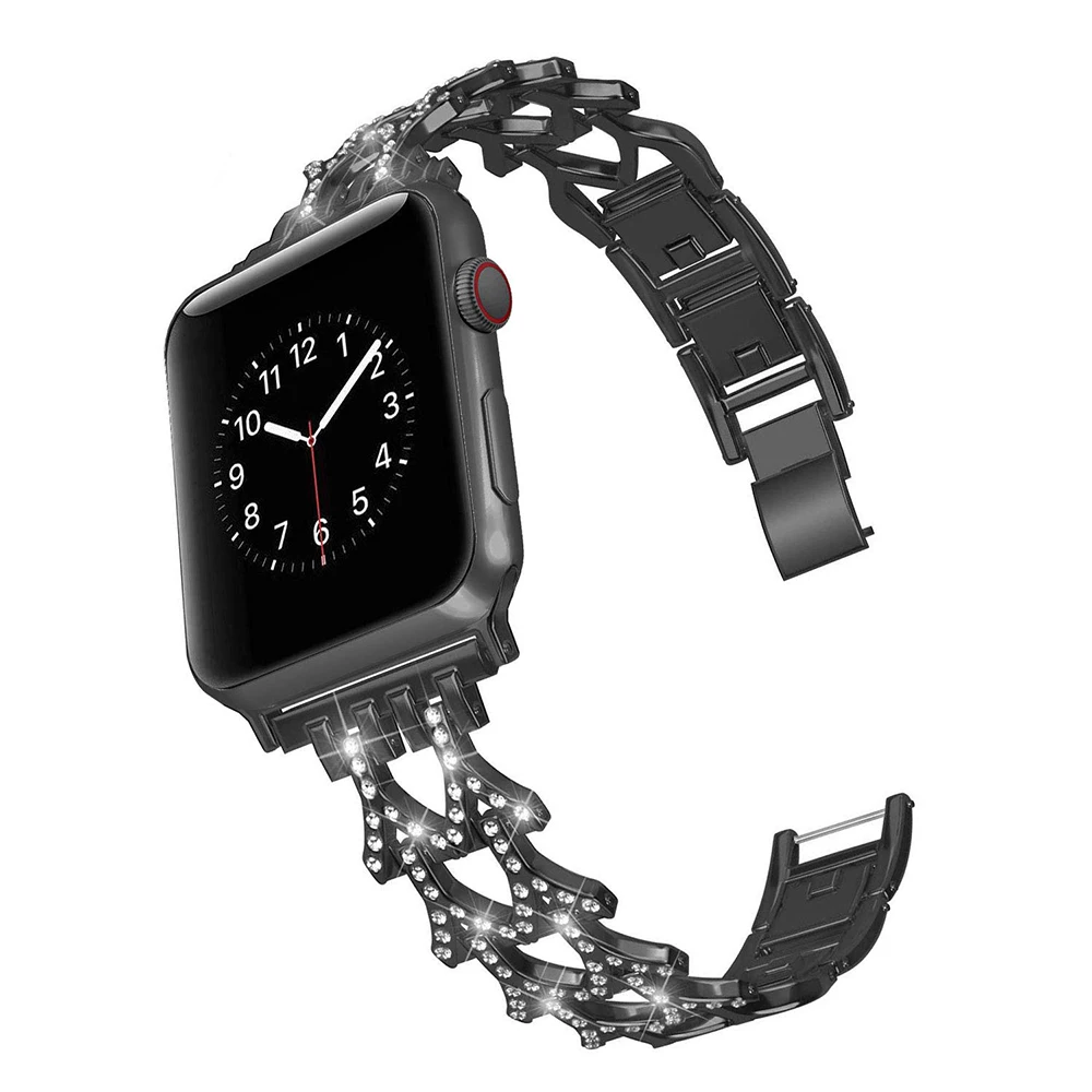 Браслет из нержавеющей стали с драгоценными камнями для Apple Watch series 1/2/3 42 мм 38
