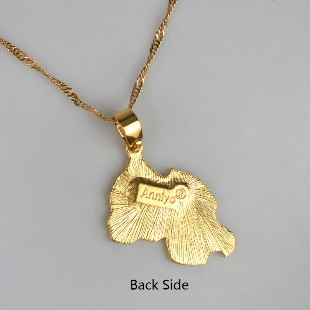 Anniyo Rwanda карта страны флаг золотой цвет кулон ожерелье Rwandans ювелирные изделия