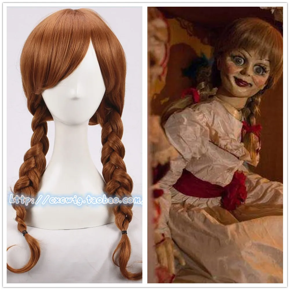 Horro фильм Annabelle с коричневой тесьмой для девочек оранжево коричневый косу ролевая