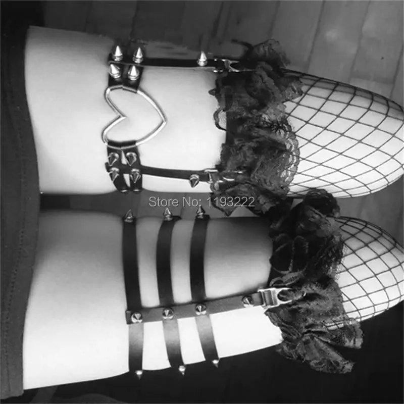 Подвязка для ног в стиле Харадзюку крутой эластичный кожаный пояс чулок ручной