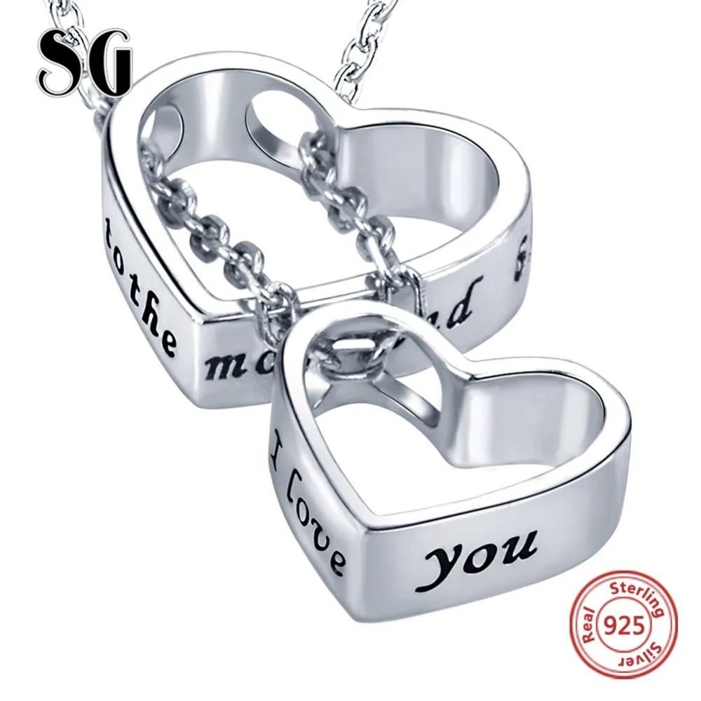 SG 925 пробы серебро любовь сердце аксессуары и украшения серебряный цвет Цепочки