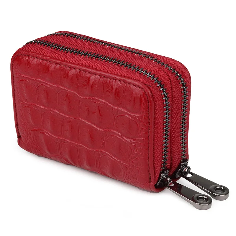 Fashion Card Holders Women Men Bank Alligator Pattern Genuine Leather Red/Pink/Purple Coin Purse Lady Collection Case | Багаж и сумки