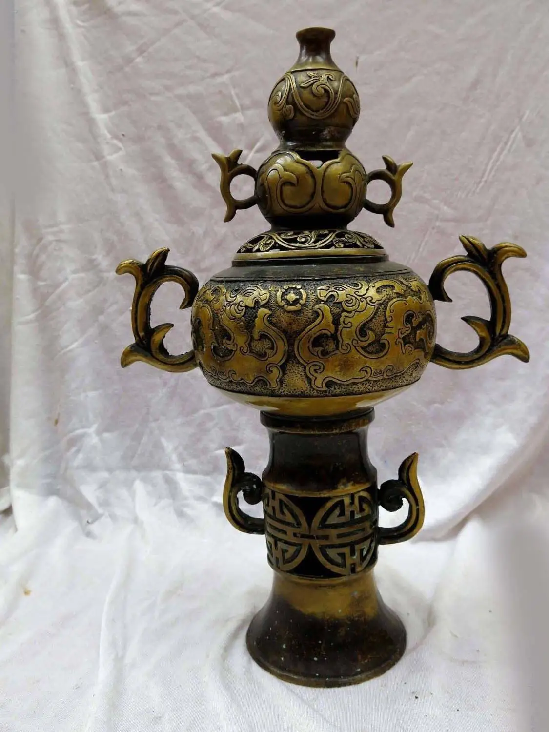 15 &quotКитайская латунная медная горелка для ладана с двумя драконами (D0426) | Дом и