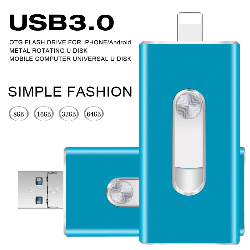 USB флеш накопитель USB3.0 OTG 128 ГБ 64 для iPhone 8/7/6 s/5 реальная емкость ГБ|USB