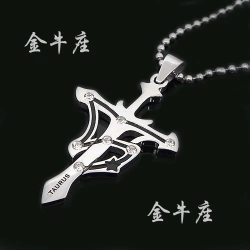 

Twelve constellation TAURUS couplesl Cross 316L Stainless Steel pendant necklaces necklace jewelry wholesale