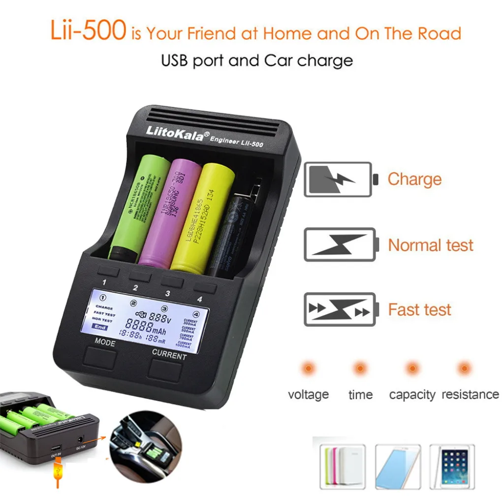 LiitoKala Engineer Lii-500 4 слота литий-ионная Ni-MH батарея зарядное устройство EU/US Подставка для зарядки