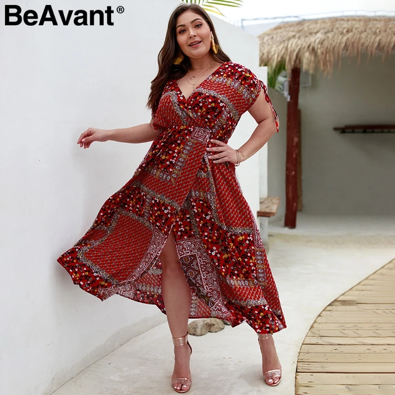 BeAvant v образным вырезом женские туфли с цветочным принтом летнее платье больших