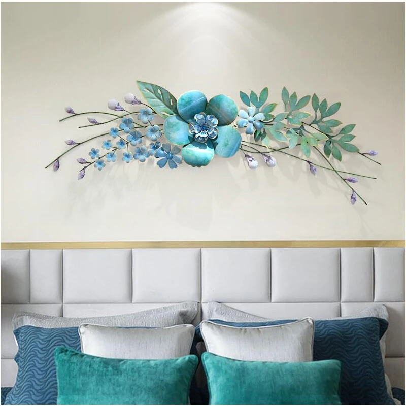 Modern Wrought Iron 3D Simulation Flowers Plant Wall Mural Crafts Decoration Home Livingroom Porch Hanging Ornaments Decor Дом и сад