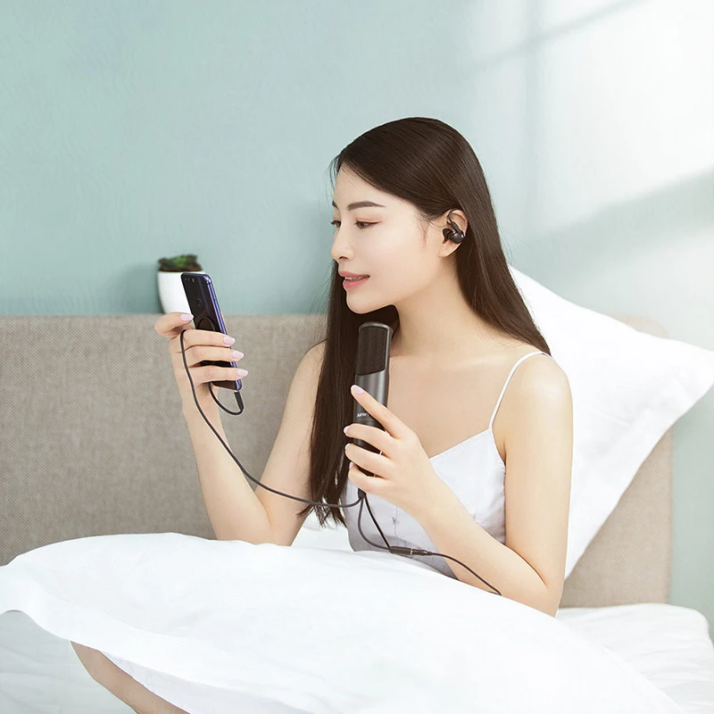 Xiaomi JUNLIN Интеллектуальный беспроводной микрофон Пение Запись Мониторинг конденсаторный микрофон для ТВ, караоке, мобильного телефона