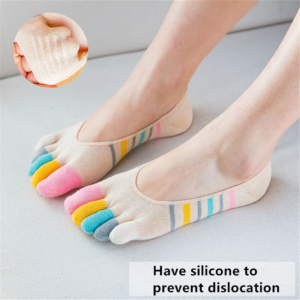 

Women's summer cotton color toe socks personality invisible shallow mouth funny solid color five-finger socks peas shoes socks