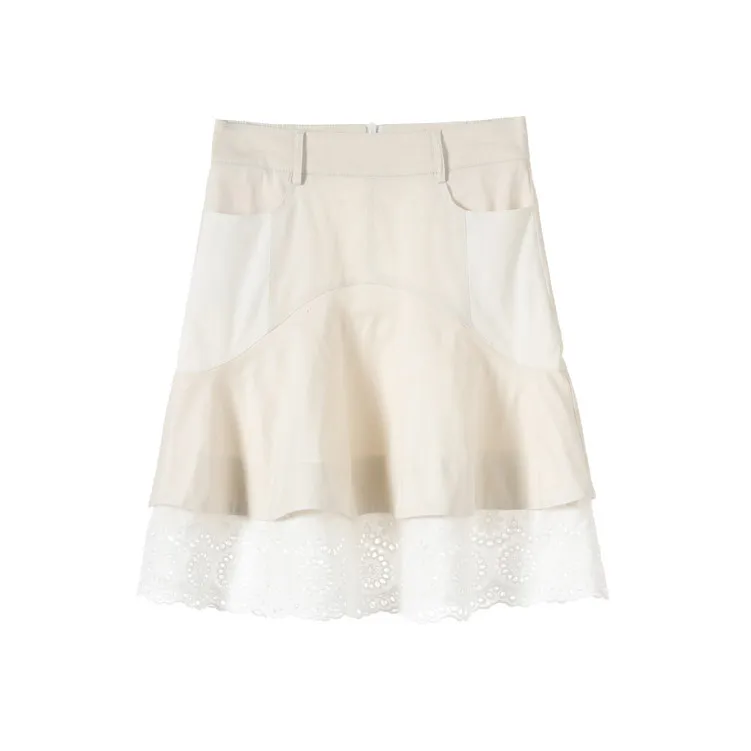 Джинсовая юбка высокого пояска 2019 кружева латка рыбий хвост джинсовая женская