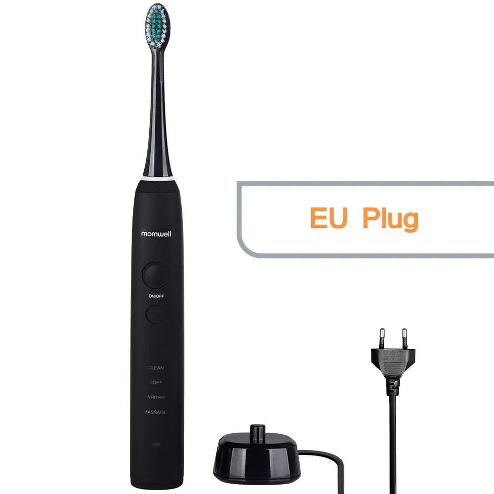 Black EU Plug Звуковая электрическая зубная щетка перезаряжаемая конечная очистка отбеливающая Расширенная защита ультра звуковая зубная щетка - Цвет: Black EU Plug