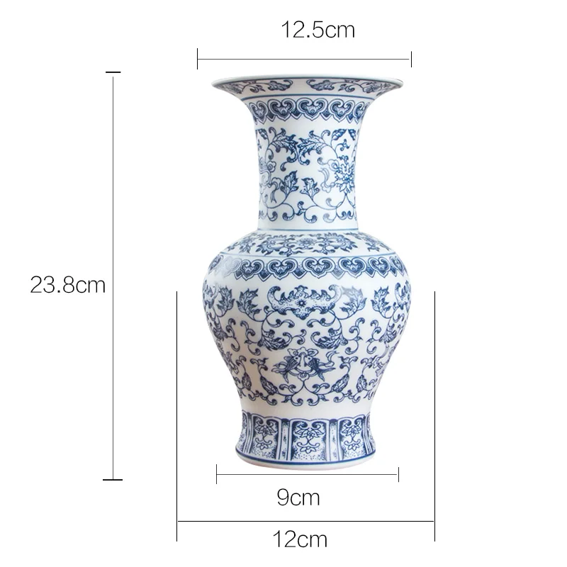 No Glazed Blue and White Porcelain Vases Interlocking Lotus Design Flower Ceramic Vase Home Decoration Jingdezhen Flower Vases images - 6