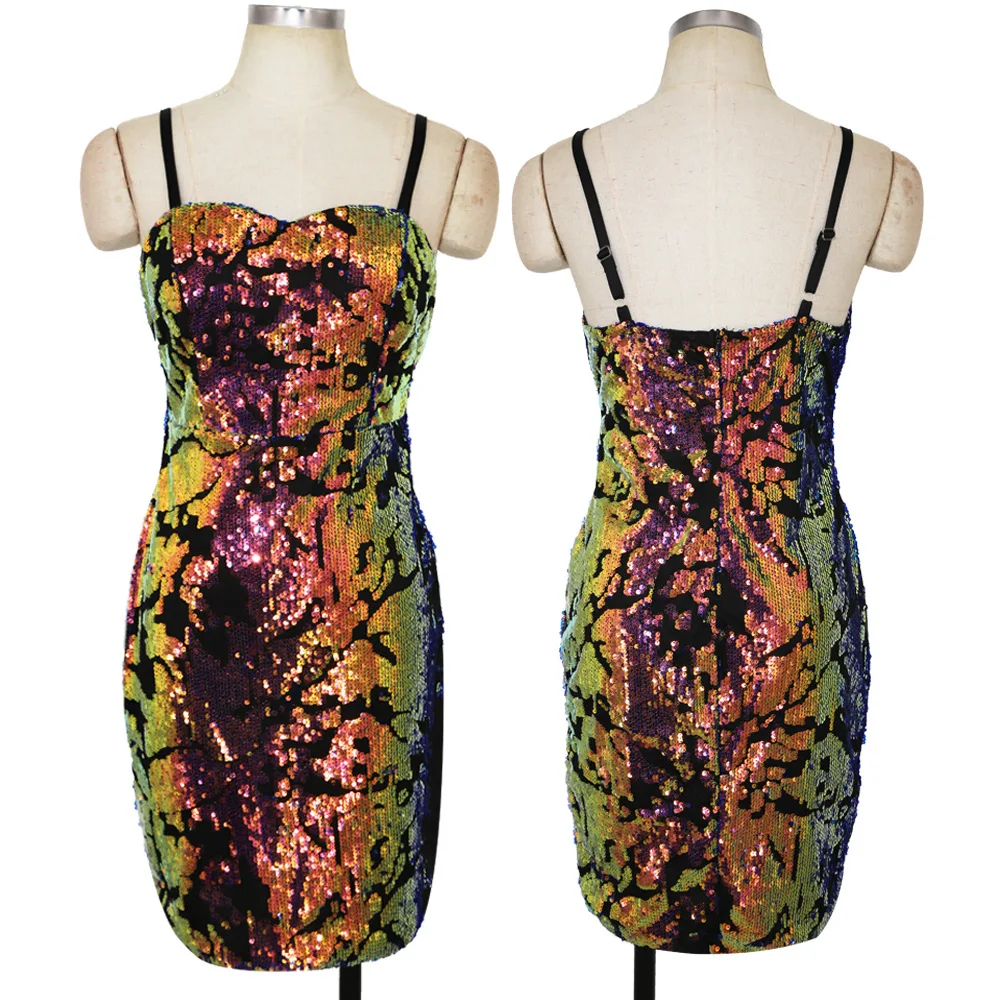 Sexy Bodycon Sequin Party Club Mini Dress Women Sheath Spaghetti Strap Backless Short Dresses Sequined Fashion 2019 Clothes Sale | Женская