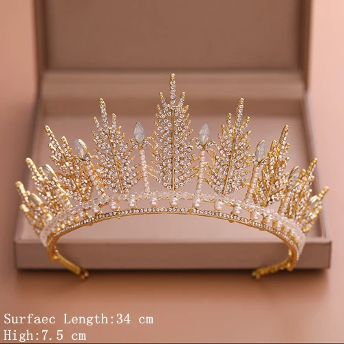 Gold Color Хрустальные Свадебные короны для невесты, корона для волос, тиара, золотые свадебные аксессуары для волос, Хрустальная свадебная тиара для женщин, свадебные украшения для волос - Окраска металла: Gold Color