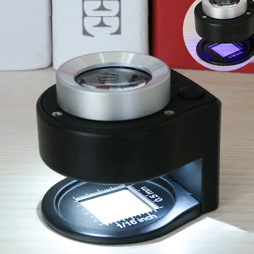

30X Magnifier Metal Folding Cloth Linen Microscope Loupe with 3LED & 3UV Light