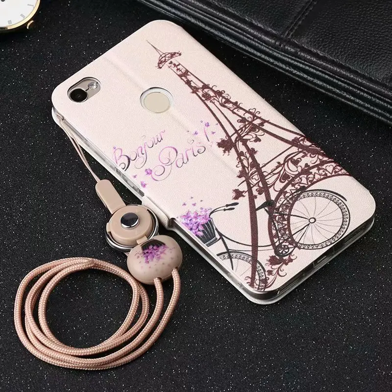 PCDG флип-чехол для Xiaomi Redmi 4 Prime 4X5 Plus Note3 4 Note 5 Note 4X Global Version 5A Pro Чехол-бумажник s capa lanyard