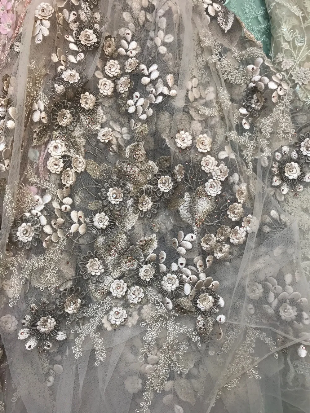 Модная Тюлевая вышивка французская сетчатая кружевная ткань фототкань с