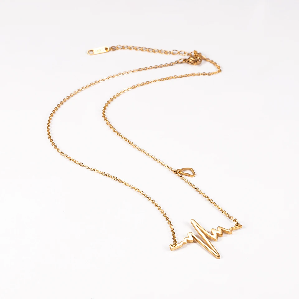 Ожерелье с подвеской электрокардиограммой золотого цвета ожерелья из титановой