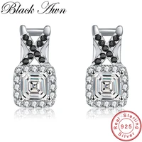 black awn vintage 2 2g 925 sterling silver natural x black spinel engagement stud earrings for women fine jewelry t042
