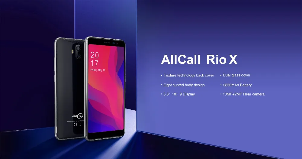 Allcall Rio X MTK6580 четырехъядерный 1 ГБ 8 ГБ Android 8,1 18:9 5,5 дюйма камера 13 МП+ 2 МП 2850 мАч 3G смартфон
