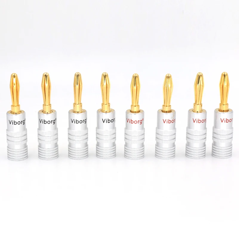 

Viborg 8 Pcs Gold Plated Banana Plug VB1012G Adapter Audio Socket Jack Screw Electronic Connector Terminals for 4mm Speaker Wire