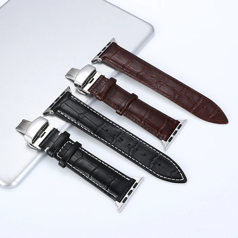 Ремешок Apple 1/2/3/серия 38 мм 42 мм Apple Watch 4 серии 40 мм 44 мм кожаный ремешок с пряжкой спортивный ремешок