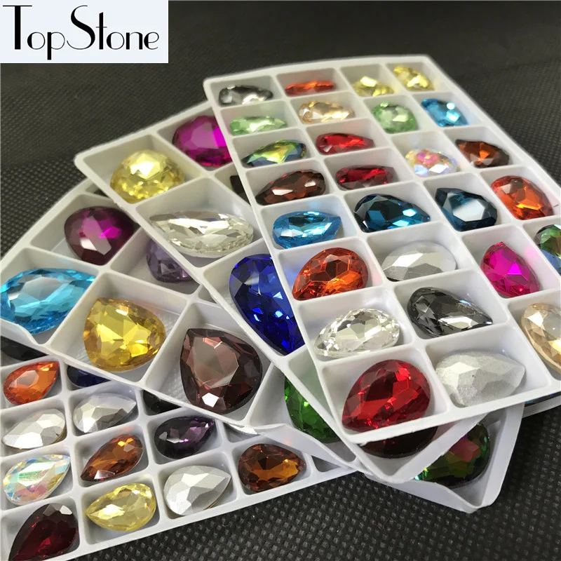 Смешанные цвета каплевидные камушки стеклянные капли с острым основанием