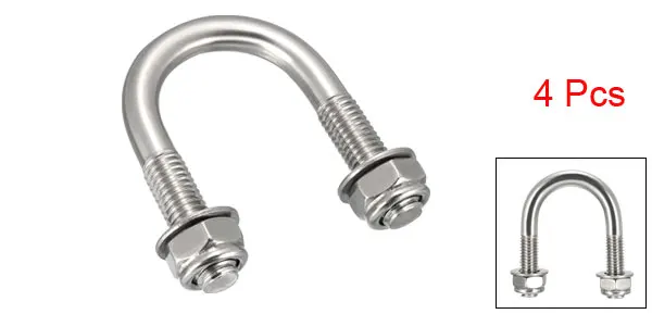 M8 25mm Uxcell 4 шт./лот M6 M8 U Тип Болт круглый изгиб u-болт 304 крепеж из нержавеющей стали для 25 мм 27 мм 38 мм 42 мм диаметр трубы гайка болт - Цвет: M8 25mm