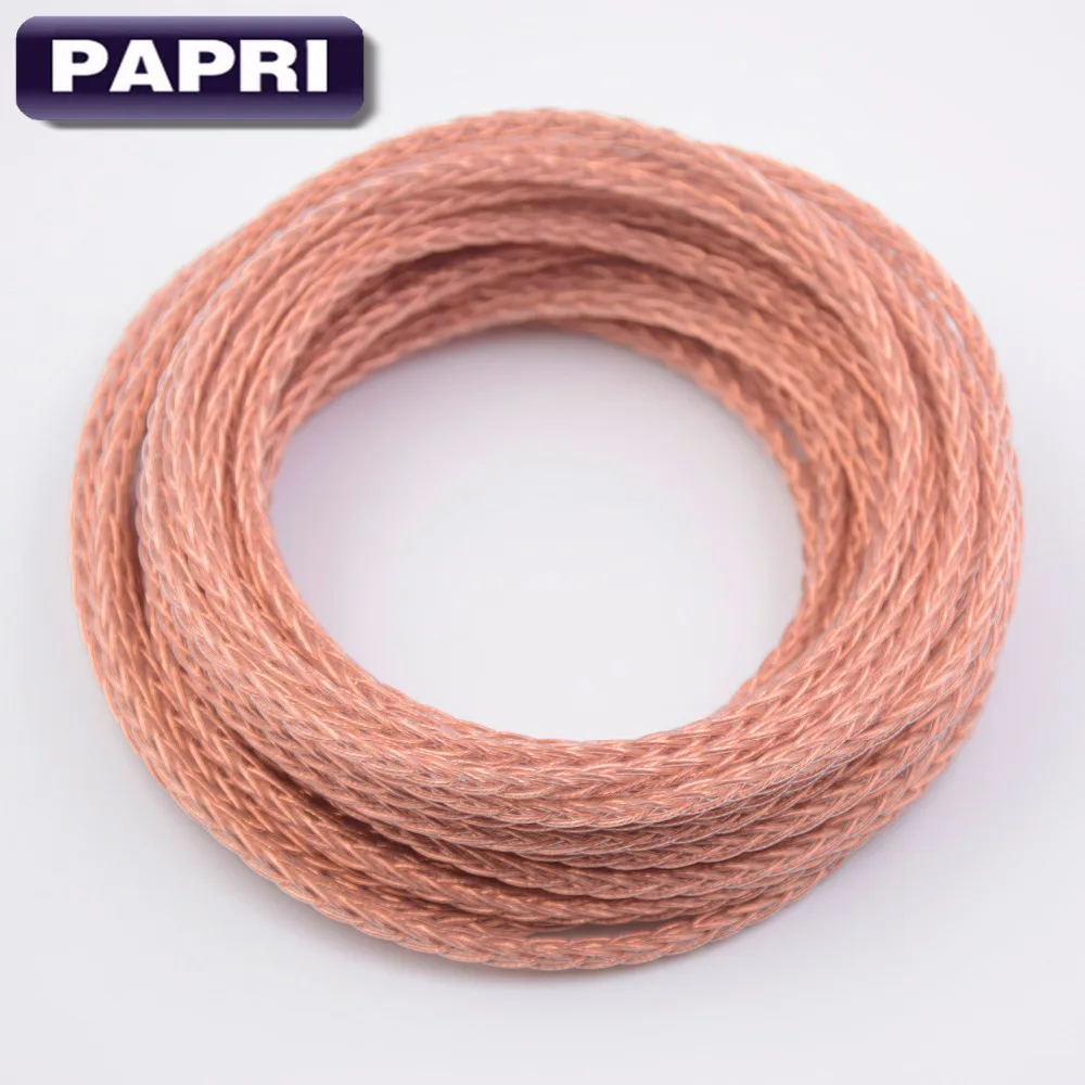 PAPRI 8 ядер Trenzado PTFE OCC Медь кабель для DIY HIFI аудио наушники гарнитуры провода 19 пряди