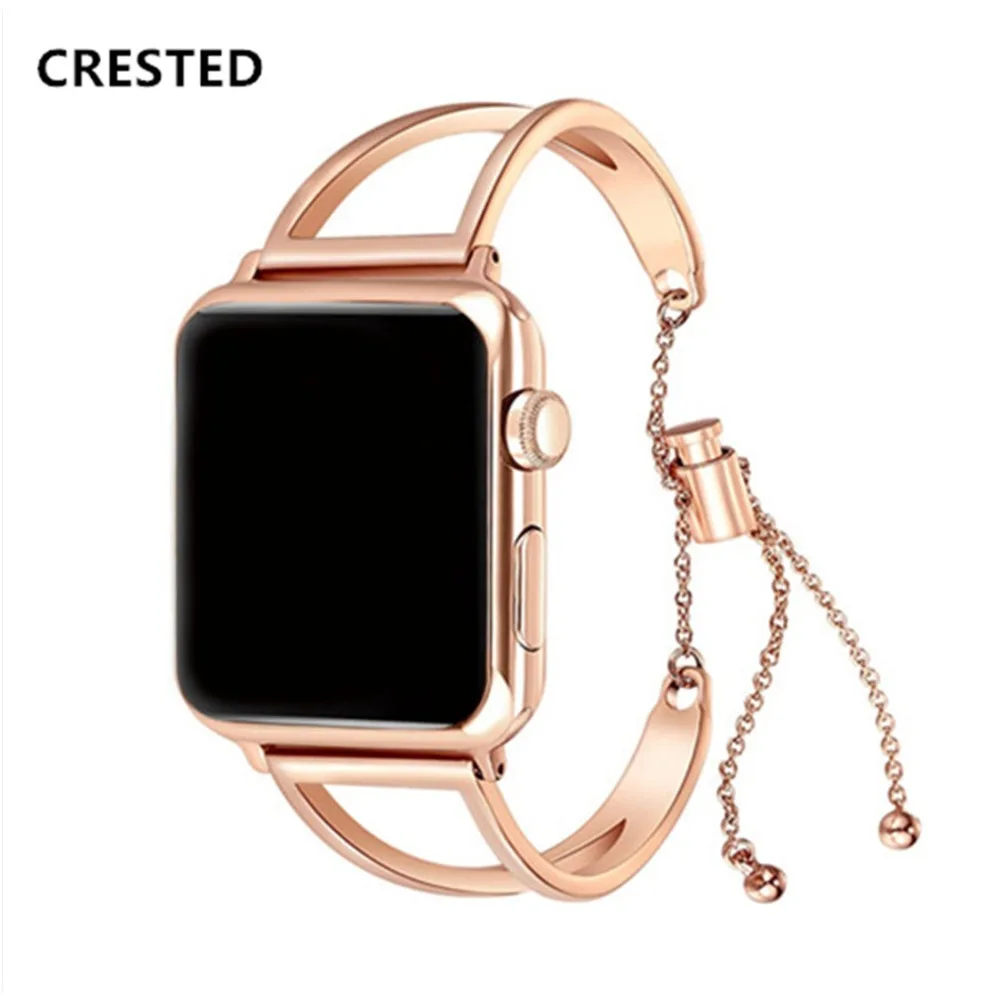 Ремешок из нержавеющей стали для Apple Watch band роскошный металлический браслет iWatch