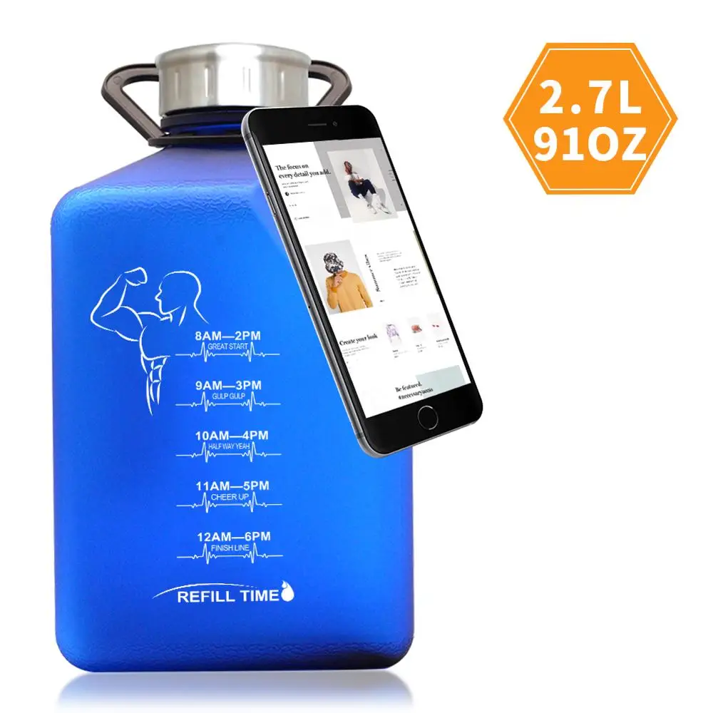 Хит продаж модный спортивный кувшин для воды 2.7L с держателем телефона BPA