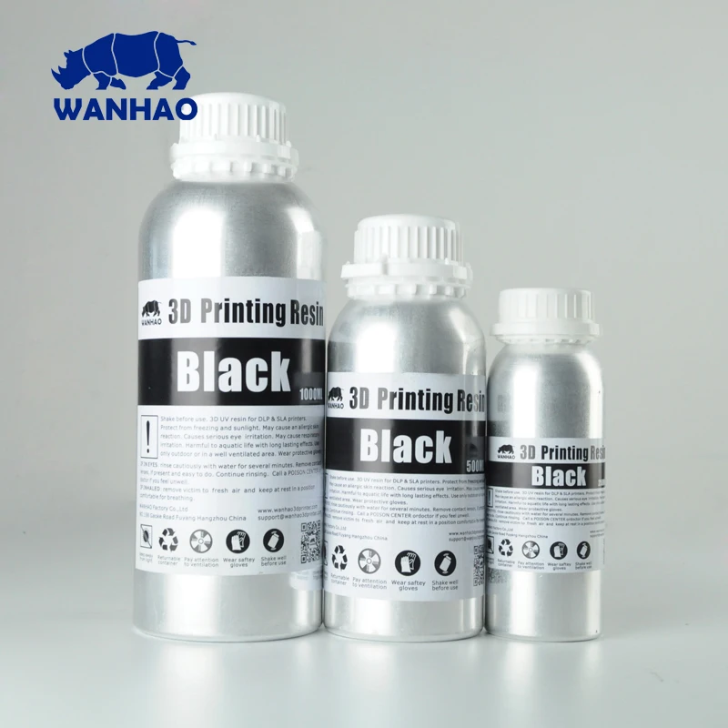 WANHAO Производитель Новая алюминиевая упаковка Черная смола для ЖК DLP/SLA D7/D7 Plus/D8 3d принтер 500 мл