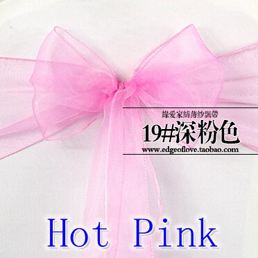 Ярко розовый цвет органза створки стул кристалл Свадебная вечеринка в отеле Шоу