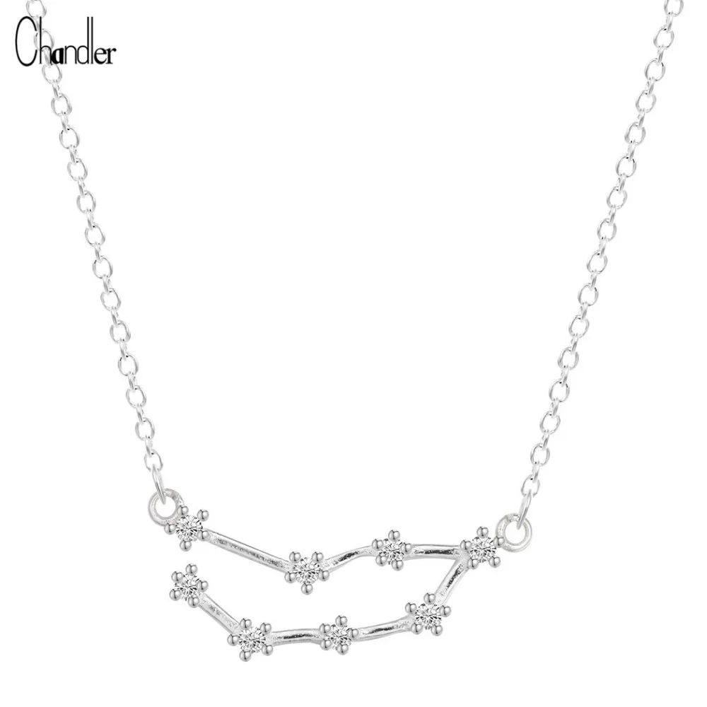 Серебряное ожерелье и подвеска в виде созвездия для женщин CZ Астрология