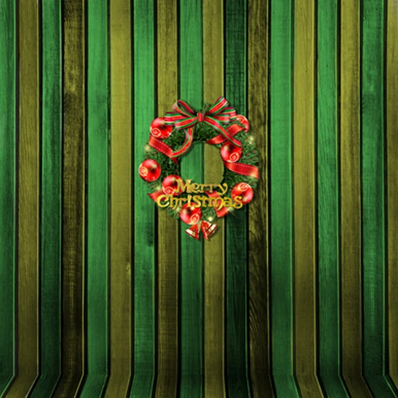 

10x10FT Indoor Colorful Green Olive Wooden Wall Merry Christmas Garland Custom Photography Backdrop Studio Background Vinyl 3x3m