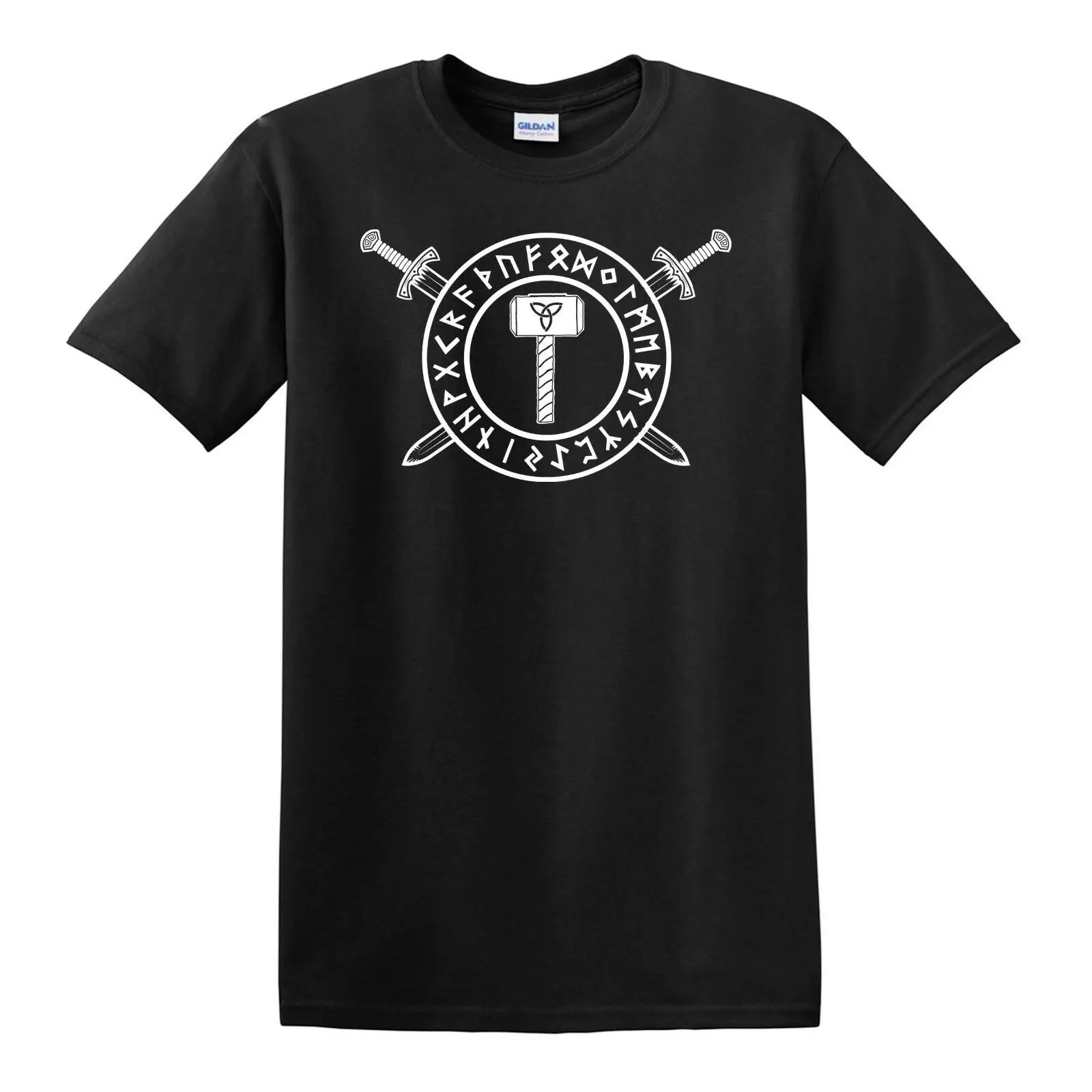 Футболка THORS HAMMER Swords Rune Викинг один Valhalla Norse Thor Viking|Мужские футболки| |