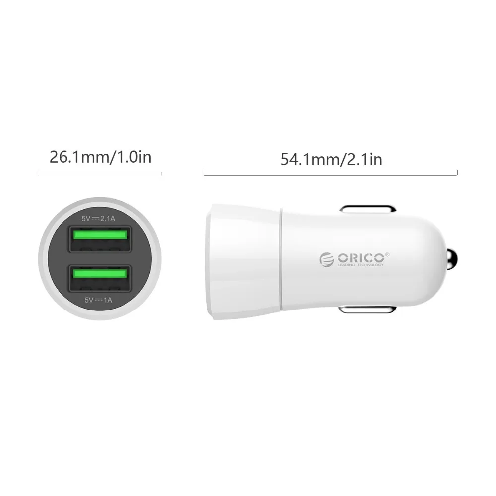 ORICO ABS Dual USB Автомобильное зарядное устройство мини портативное USB зарядное устройство используется в качестве безопасной смарт-зарядки для iPhone LG samsung Xiaomi