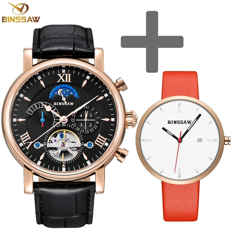 BINSSAW Мужские автоматические механические часы Tourbillon модные деловые из