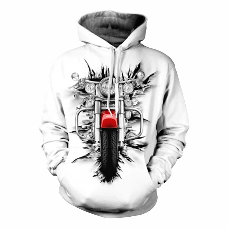 

CJLM White Hoodie 2018 Punk Style New Fashion Men Casual Print Motorcycle 3d Sweatshirts Hoodies Autumn Winter Cap Pullovers
