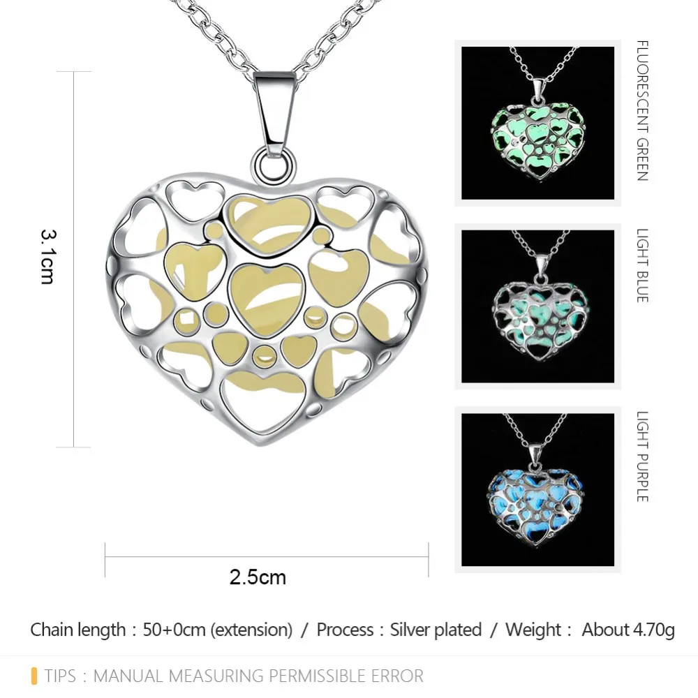 Новинка 2017 года резные светящийся сердце Форма кулон Цепочки и ожерелья световой