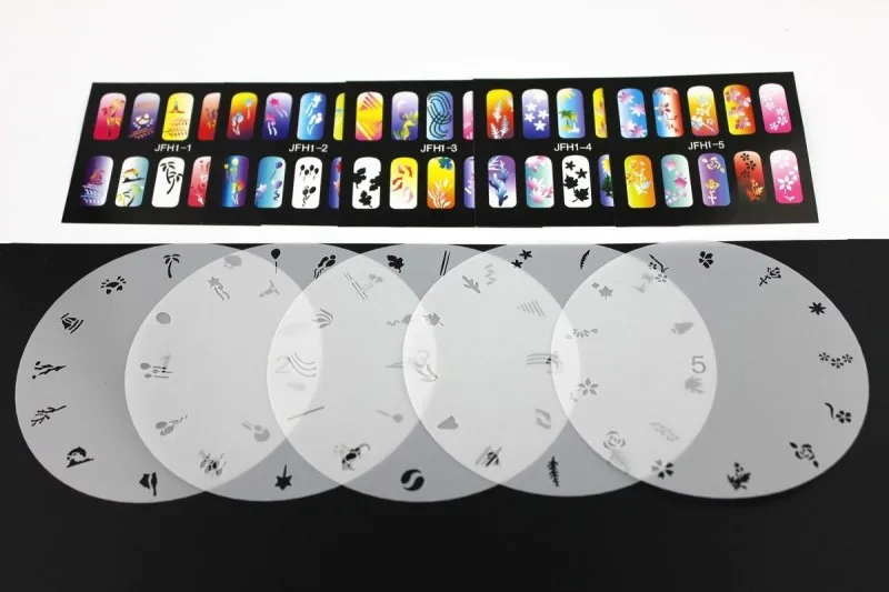 Многоразовый Аэрограф для дизайна ногтей трафарет 5N|airbrush nail art|nail airbrush stencilnail art |