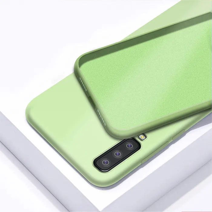 Зеленый Чехол для samsung Galaxy A70 A50 A40 A20 чехол Жидкий чехол внутри Флокированный Бампер Мягкий ТПУ чехол для телефона для samsung A60 A30 A10 - Цвет: Зеленый