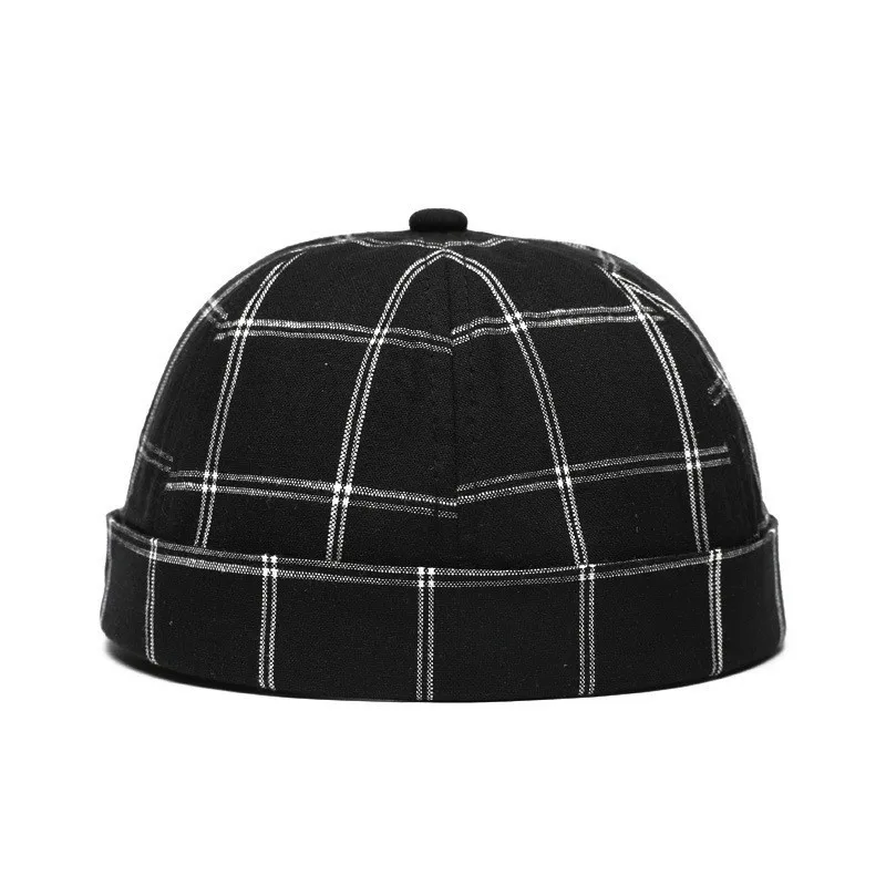 Black JAMONT, хлопковая, ретро, ОБЖИМНАЯ, без полей, с черепом, шапка s, Осень-зима, шапка бини для мужчин и женщин, шапочка в клетку, хип-хоп шапка Miki Hat - Цвет: Black